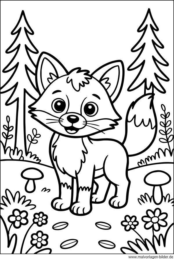 Fuchs im Wald Ausmalbild