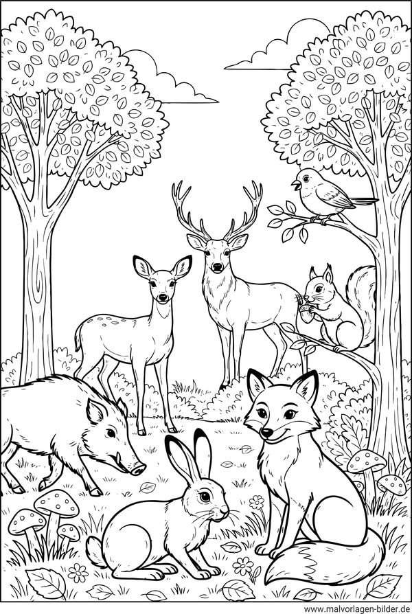 Waldtiere Ausmalbild ausdrucken
