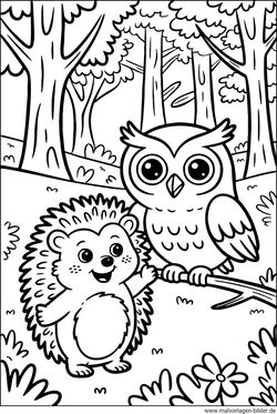 Waldtiere im Wald Malvorlage