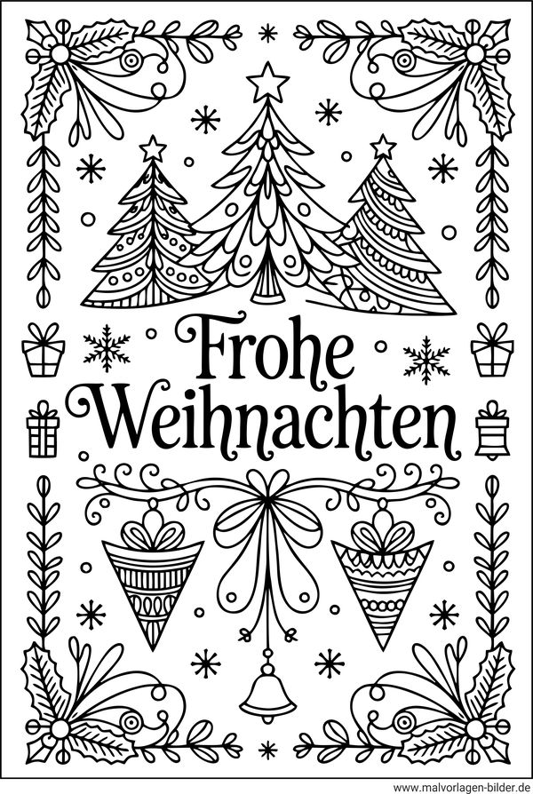 Frohe Weihnachten Malvorlage kostenlos