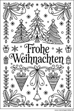 Frohe Weihnachten Text Malvorlage ausdrucken