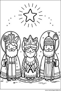 Heiligen drei Könige Ausmalbild zum Ausdrucken