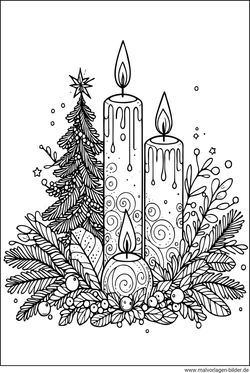 Kerzen zu Weihnachten Malvorlage für Erwachsene