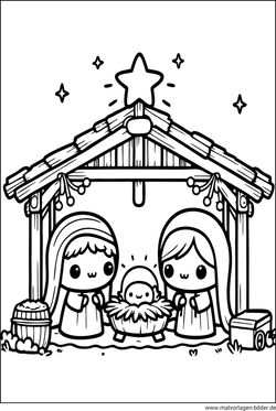 Krippe Ausmalbild Weihnachten