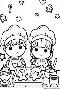 Plätzchen backen Ausmalbild drucken und ausmalen