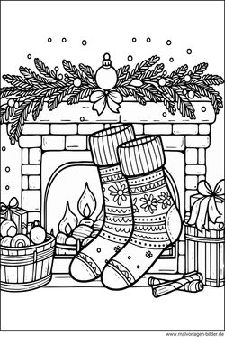 Socken zu Weihnachten Ausmalbild kostenlos
