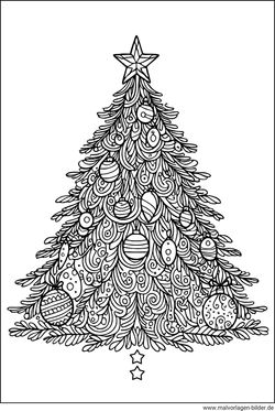 Weihnachtsbaum Ausmalbild Erwachsene kostenlos