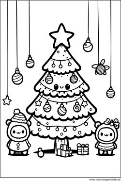 Weihnachtsbaum Ausmalbild für Kinder kostenlos