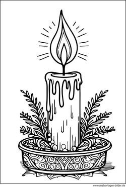 Weihnachtskerze Ausmalbild kostenlos ausdrucken ausmalen