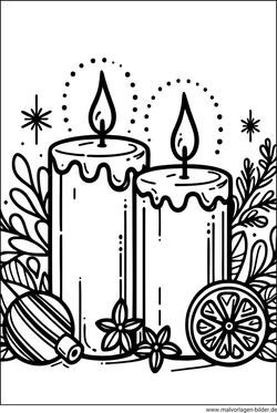 Weihnachtskerzen Ausmalbild zum Ausdrucken