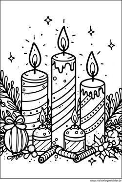 Weihnachtskerzen Malvorlagen zum Drucken und Ausmalen