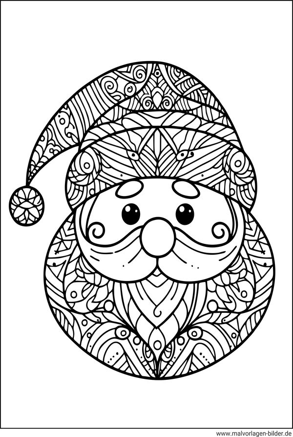 Weihnachtsmann Ausmalbild für Erwachsene