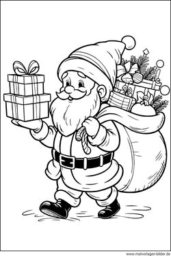Weihnachtsmann Sack mit Geschenken Malvorlagen