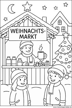 Weihnachtsmarkt zum Ausmalen