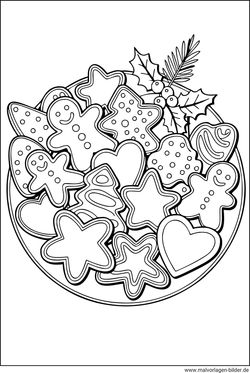 Weihnachtsplätzchen Ausmalbild ausdrucken und ausmalen