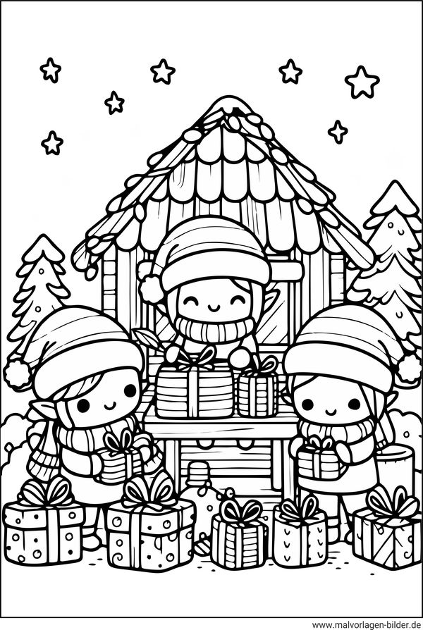 Weihnachtswerkstatt Ausmalbild