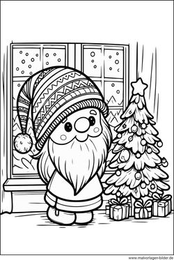 Weihnachtswichtel Ausmalbild kostenlos ausdrucken