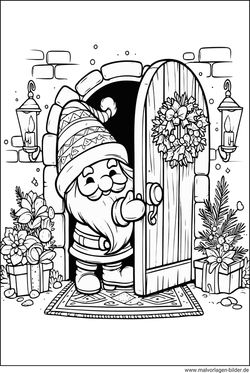 Weihnachtswichtel Malvorlage zum Ausmalen