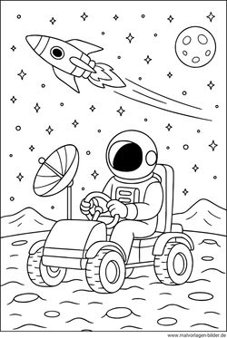 Mondauto auf dem Mond Ausmalbild