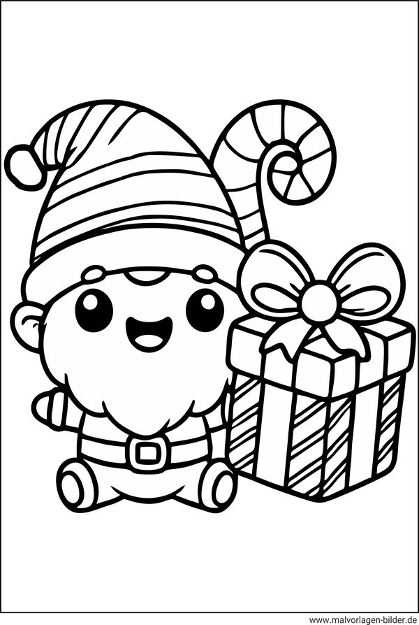 Wichtel Geschenke Ausmalbild