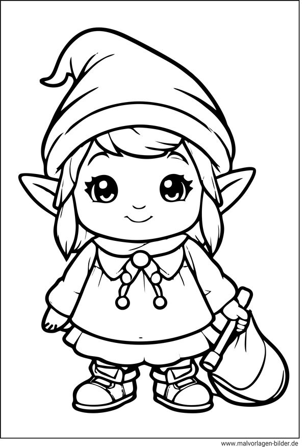Wichtel Mädchen Ausmalbild