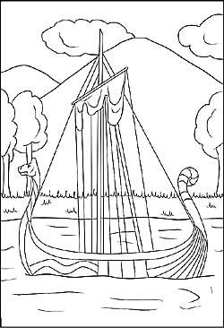 Ausmalbild Wikingerschiff