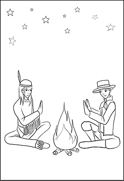 Zeichnung Cowboy und Indianer