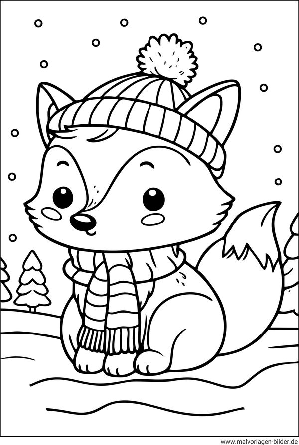 Fuchs im Winter Ausmalbild