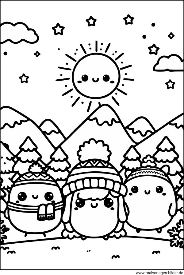 Kawai Winter Ausmalbild