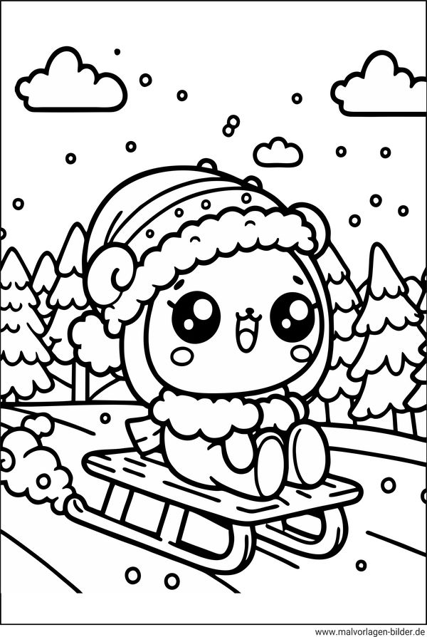 Malvorlage Schlitten Winter