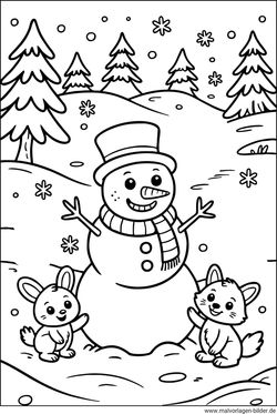 schneemann-tiere-ausmalbild-winter