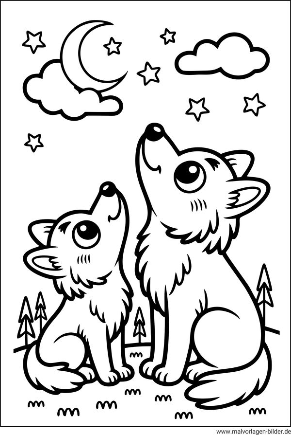 Ausmalbild Wolf Kinder