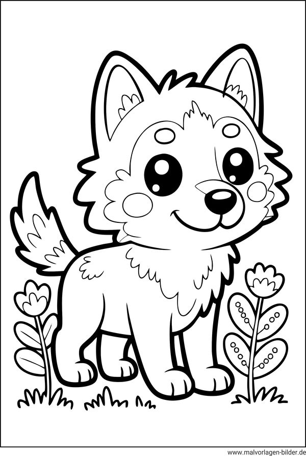 Kawaii Wolf Ausmalbild