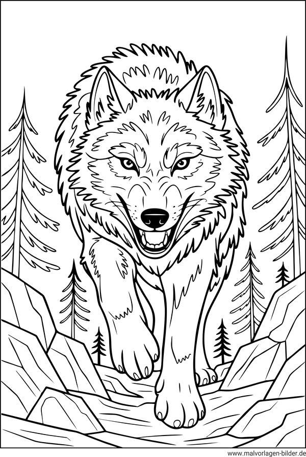 Wilder Wolf Ausmalbild