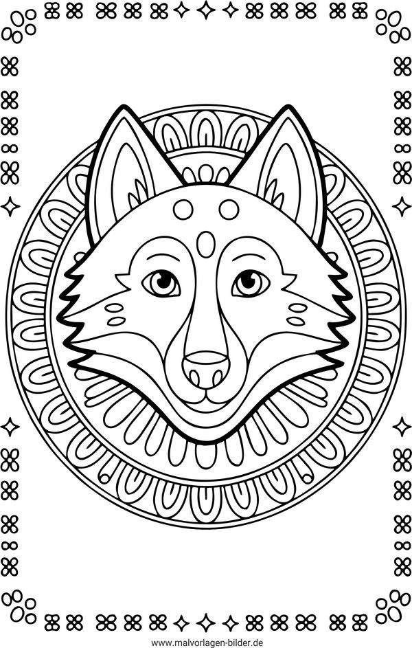 Wolf Mandala Malvorlage