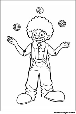 Malvorlage - Clown jongliert Bälle