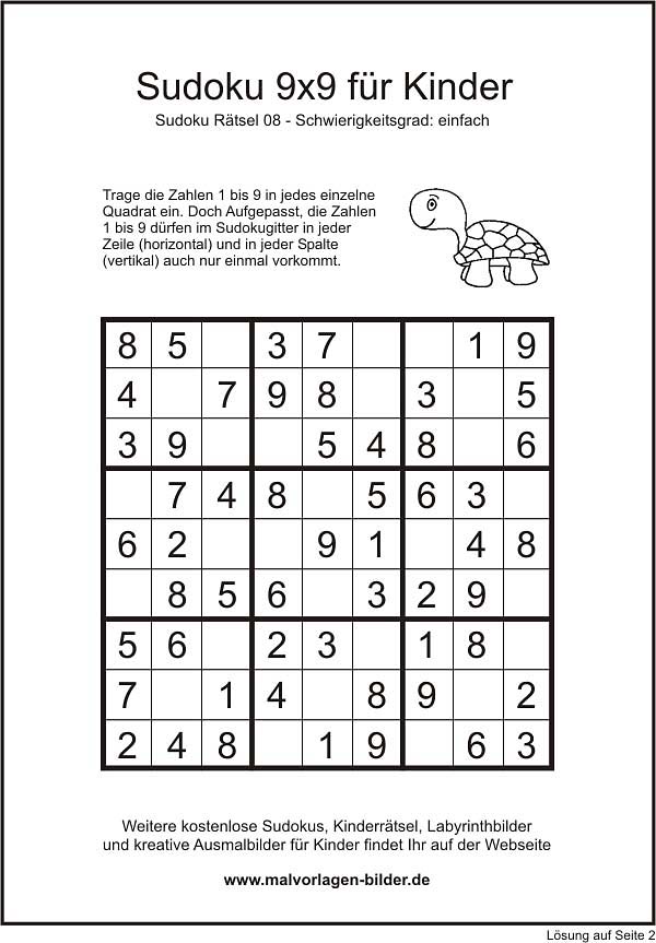 gratis Sudoku einfach 9x9