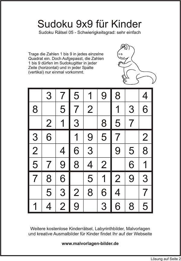 Kinder Sudoku einfach 9x9